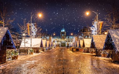 Noel zamanı Iasi 'de kış manzarası, Romanya