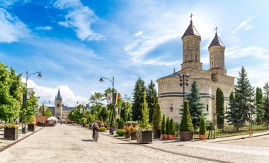 Iasi, Moldavya ve Romanya 'daki merkez meydanlı manzara