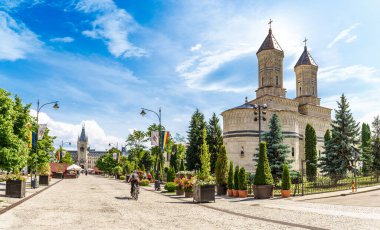 Landscape with central square in Iasi, Moldavia, Romania clipart