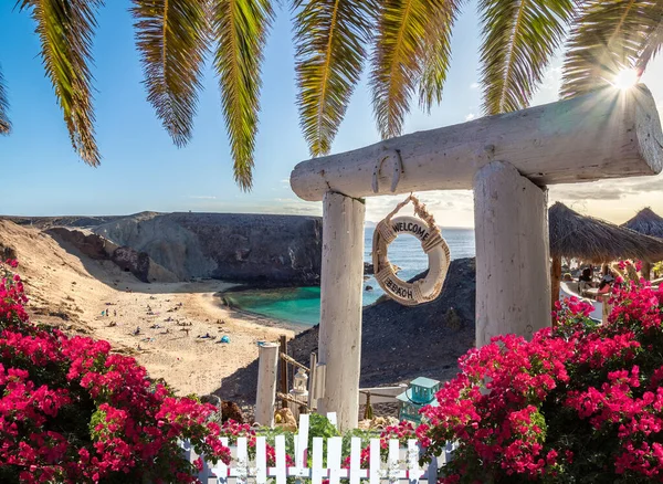 Paesaggio Con Spiaggia Papagayo Lanzarote Isole Canarie Spagna — Foto Stock