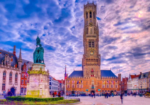 Grote Markt Square Medieval City Brugge Bélgica — Fotografia de Stock
