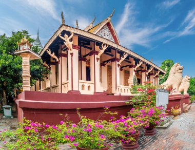 Wat Phnom Hill Tapınağı ile manzara, Phnom Penh, Kamboçya