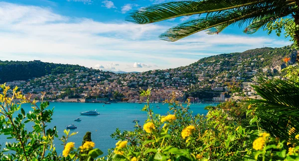 Costa Azul Con Ciudad Medieval Villefranche Sur Mer Niza Francia —  Fotos de Stock