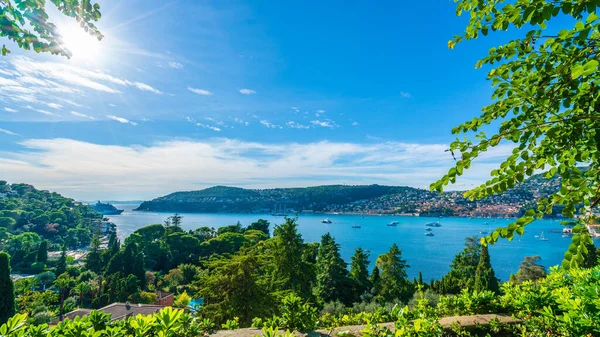 Costa Azul Con Ciudad Medieval Villefranche Sur Mer Niza Francia —  Fotos de Stock