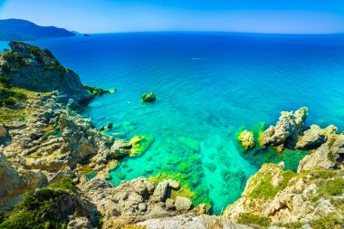 Yunanistan 'ın Korfu adasındaki Paleokastritsa' da güzel manzara