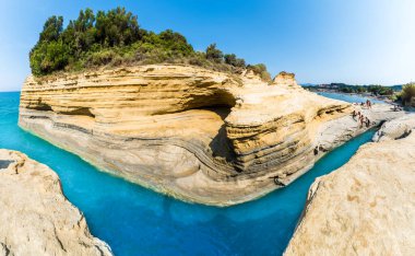 Kanal d 'amour, Sidari bölgesi, Korfu adası, Yunanistan.