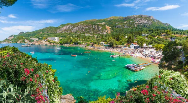 Panoramisch Uitzicht Baai Van Paleokastritsa Eiland Corfu Griekenland — Stockfoto