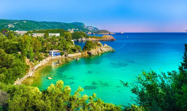 Incroyable Paysage Baie Azur Paleokastritsa Dans Île Corfou Grèce — Photo