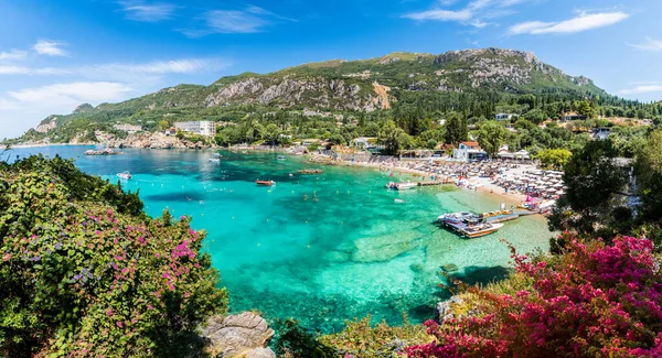 Paisaje Con Bahía Paleokastritsa Isla Corfú Grecia — Foto de Stock