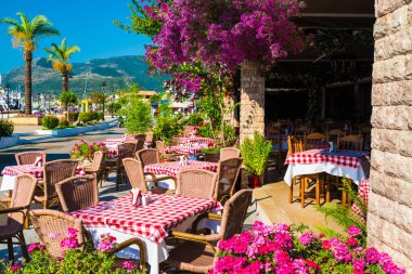 Nidri, Lefkada, Yunanistan 'da geleneksel Yunan tavernası.