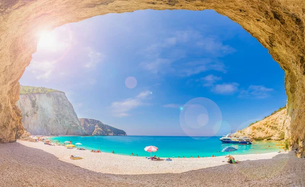 Yon Denizi Ndeki Porto Katsiki Plajı Lefkada Adası Yunanistan — Stok fotoğraf