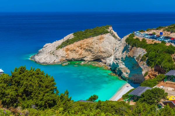 Strand Van Porto Katsiki Aan Ionische Zee Eiland Lefkada Griekenland — Stockfoto