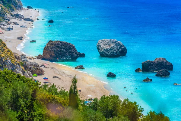 Megali Petra Strand Ionischen Meer Insel Lefkada Griechenland — Stockfoto