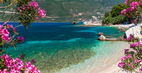 Malá Pláž Městě Vasiliki Ostrov Lefkada Řecko — Stock fotografie
