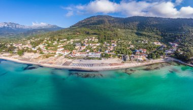 Thassos, Ege Denizi ve Yunanistan 'da şaşırtıcı Altın Plaj ve Skala Potamia manzarası