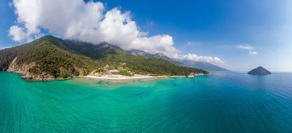 タソス島 エーゲ海 ギリシャの素晴らしいパラダイスビーチと空中ビュー — ストック写真