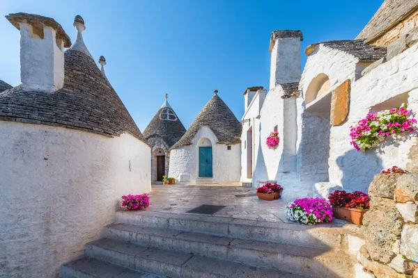 Trullo Siamese Alberobello Stad Apulien Italien — Stockfoto