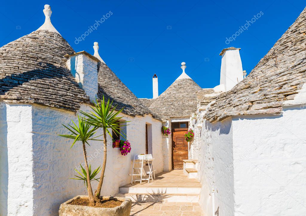 Trulli houses in Alberobello city, Apulia, Italy.