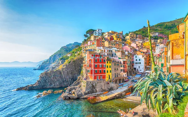 Riomaggiore Cinque Terre Talya Bir Kıyı Köyü — Stok fotoğraf