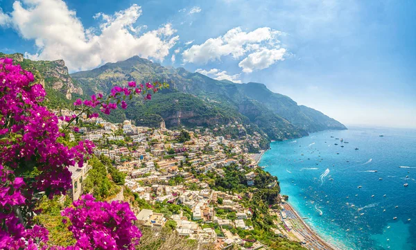 Tájkép Positano Város Híres Amalfi Partján Olaszország — Stock Fotó