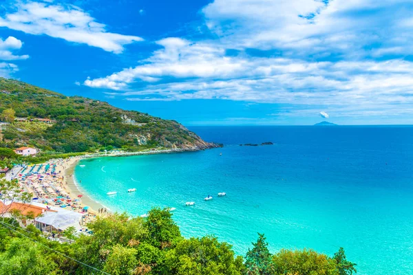 Panoramatický Výhled Pláž Pobřeží Cavoli Ostrově Elba Toskánsko Itálie — Stock fotografie