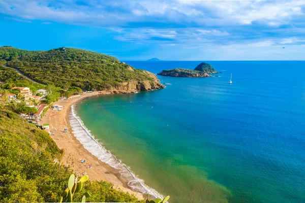 Panoramatický Výhled Pláž Innamorata Ostrov Elba Toskánsko Itálie — Stock fotografie