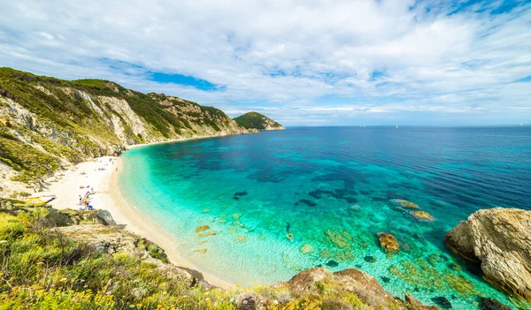 Panorámás Kilátás Sansone Strandra Elba Sziget Toszkána Olaszország — Stock Fotó