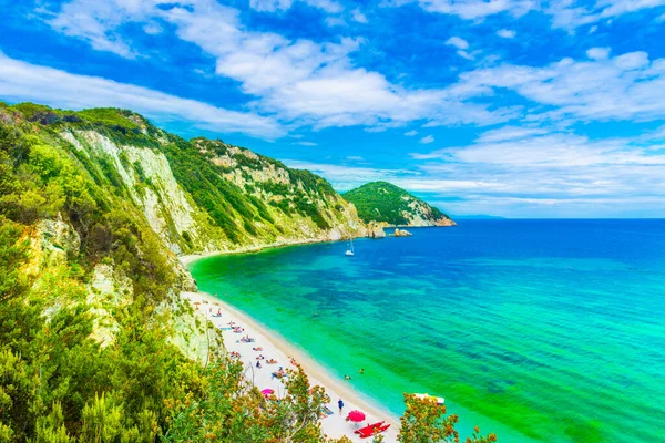 Panoramisch Uitzicht Het Strand Van Sansone Eiland Elba Toscane Italië — Stockfoto