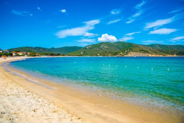 Marina di campo plajı Elba Adası, Toskana, İtalya.