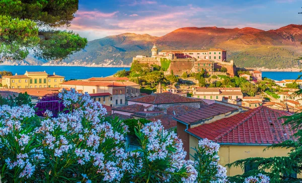 Cidade Velha Portoferraio Com Fortaleza Stella Ilha Elba Toscana Itália — Fotografia de Stock