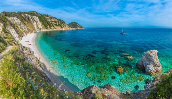 Пляж Сансона Дивовижною Бірюзовою Водою Острів Ельба Тоскана Італія — стокове фото