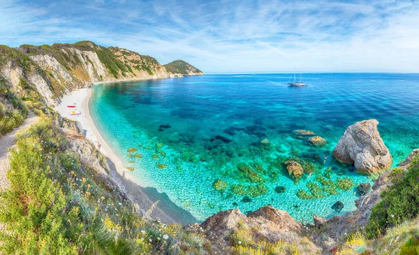 Paisagem Incrível Com Praia Baía Sansone Ilha Elba Toscana Itália — Fotografia de Stock