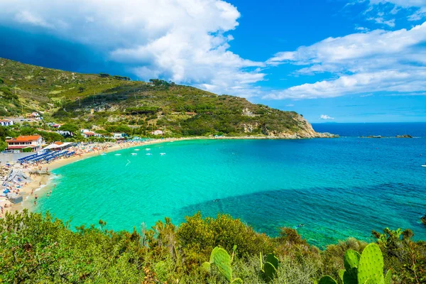 Panoramiczny Widok Plażę Wybrzeże Cavoli Wyspie Elba Toskania Włochy — Zdjęcie stockowe