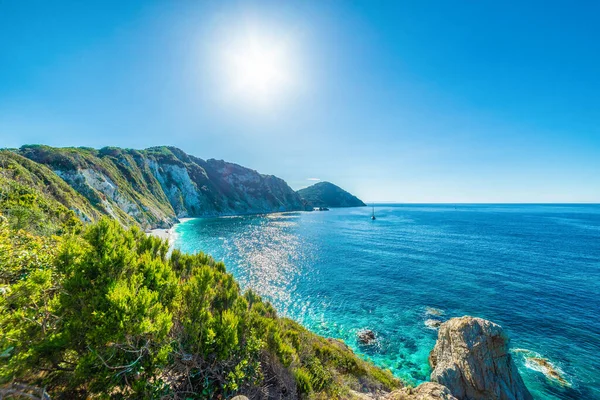 Panoramisch Uitzicht Het Strand Van Sansone Eiland Elba Toscane Italië — Stockfoto