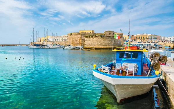 Pohled Staré Město Přístav Gallipoli Puglia Region Jižní Itálie — Stock fotografie