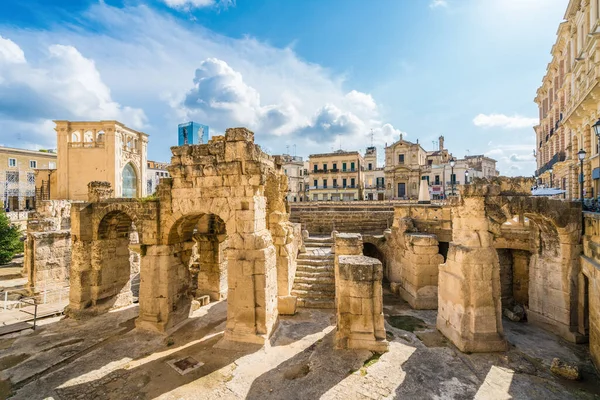 Ancient Roman Amphitheatre Lecce Puglia Region Southern Italy — Stock Photo, Image