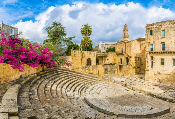 Teatro Romano Antigo Lecce Região Puglia Sul Itália — Fotografia de Stock