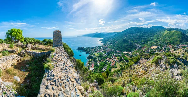 Uitzicht Cefalu Promontorio Torre Caldura Gezien Vanaf Norman Castle Rocca — Stockfoto