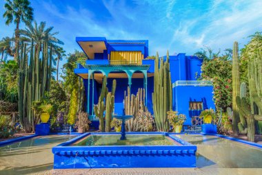 Le Jardin Majorelle, amazing tropical garden in Marrakech, Morocco. clipart