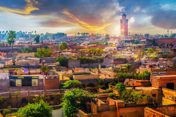 Panoramic views of marrakech medina, Morocoo 