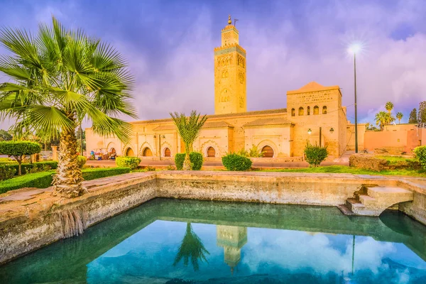 Koutoubia Moskee Schemering Marrakech Marokko — Stockfoto