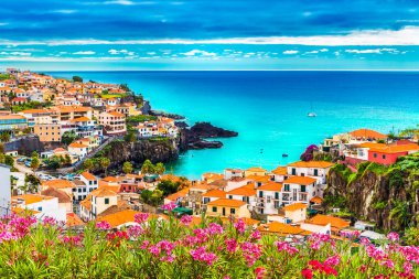 Camara de Lobos, Madeira Adası, Portekiz üzerine panoramik manzara