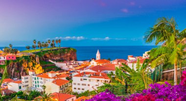 Camara de Lobos, Madeira Adası, Portekiz üzerine panoramik manzara
