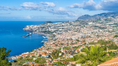 Panoramic view over Funchal, from Miradouro das Neves viewpoint, Madeira island, Portuga clipart