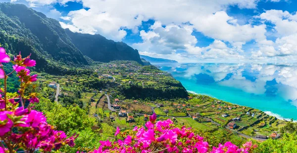 Letecký Pohled Severní Pobřeží Ostrovů Madeira Solar Boaventura Miradouro Portugalsko — Stock fotografie