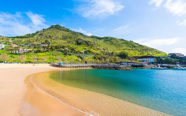Strand Aan Baai Van Machico Madeira Portuga — Stockfoto