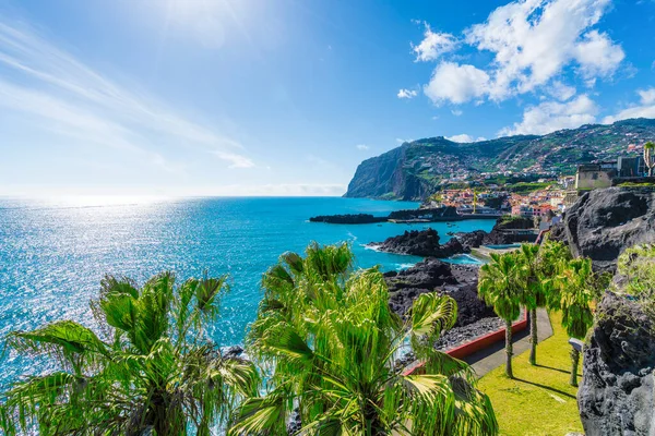 Vista Camara Lobos Cabo Girao Segundo Plano Ilha Madeira Portugal — Fotografia de Stock