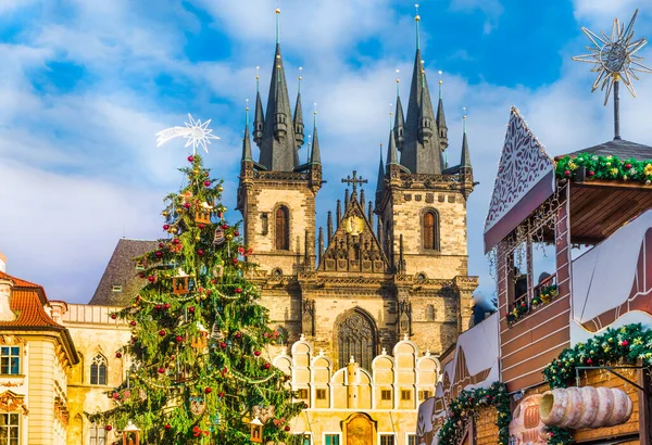 Árbol Navidad Cuento Hadas Iglesia Nuestra Señora Tyn Praga Mágica —  Fotos de Stock
