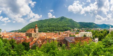Cityscape Brasov, aerial and panoramic view, Transylvania, Romania clipart