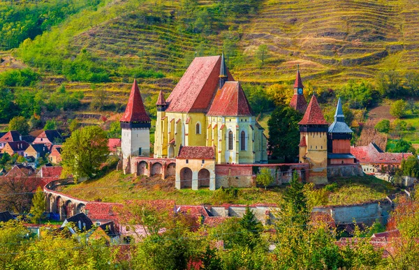 Piękna Średniowieczna Architektura Kościoła Obronnego Biertan Sibiu Rumunia Wpisana Listę — Zdjęcie stockowe